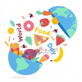 手绘世界粮食日创意插画